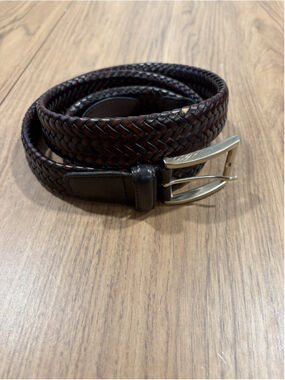 Cabela’s Braided Leather Belt Brown Woven Italy Mens Size 48/120 A3